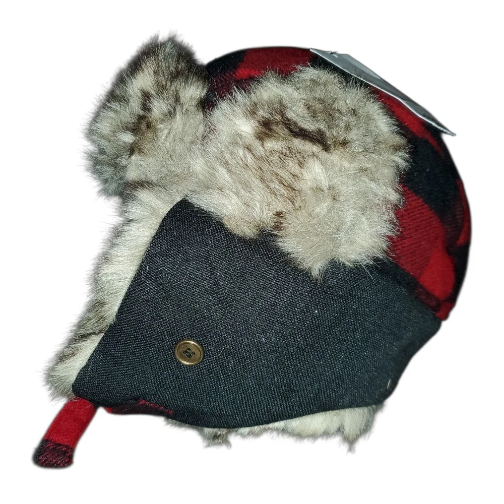 GoodFellow & Co. Plaid Faux Fur Men's Trapper Hat NWT